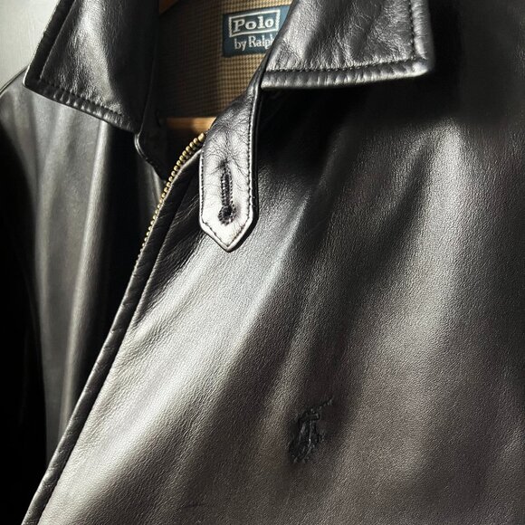 Polo Ralph Lauren Black Leather Jacket Men Medium - Picture 3 of 11